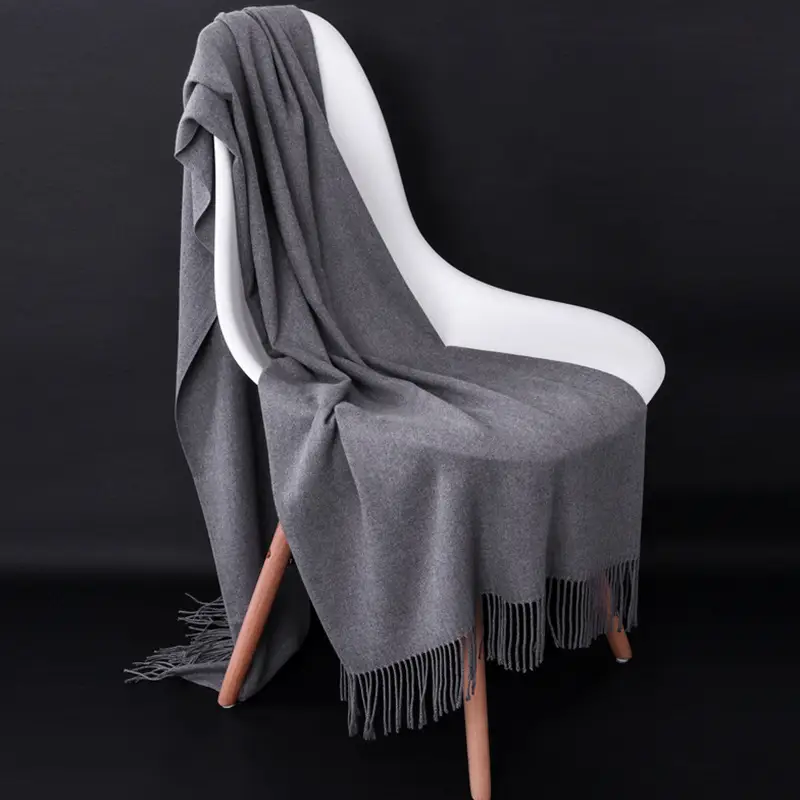 Autumn and winter thick warm ladies scarf solid color tassel cashmere gift printing embroidery shawl scarf wholesale