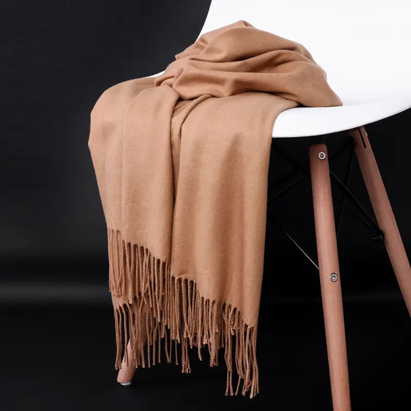 Autumn and winter thick warm ladies scarf solid color tassel cashmere gift printing embroidery shawl scarf wholesale