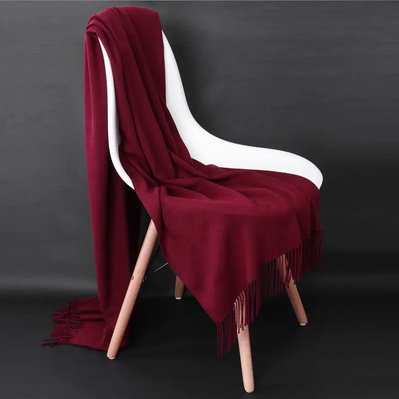 Autumn and winter thick warm ladies scarf solid color tassel cashmere gift printing embroidery shawl scarf wholesale