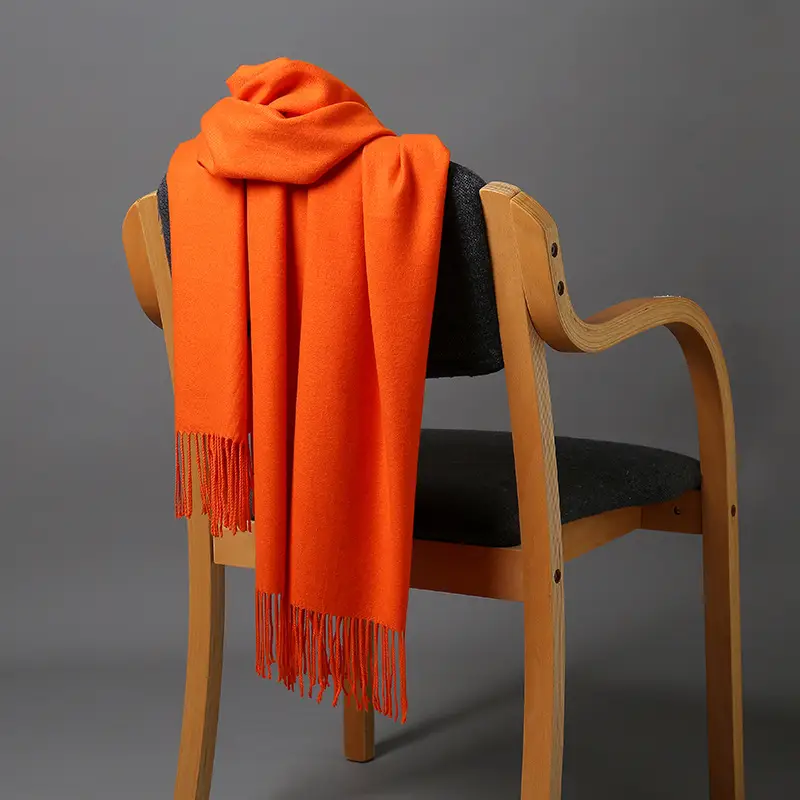 Autumn and winter thick warm ladies scarf solid color tassel cashmere gift printing embroidery shawl scarf wholesale