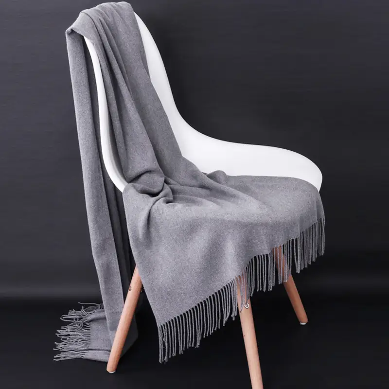 Autumn and winter thick warm ladies scarf solid color tassel cashmere gift printing embroidery shawl scarf wholesale