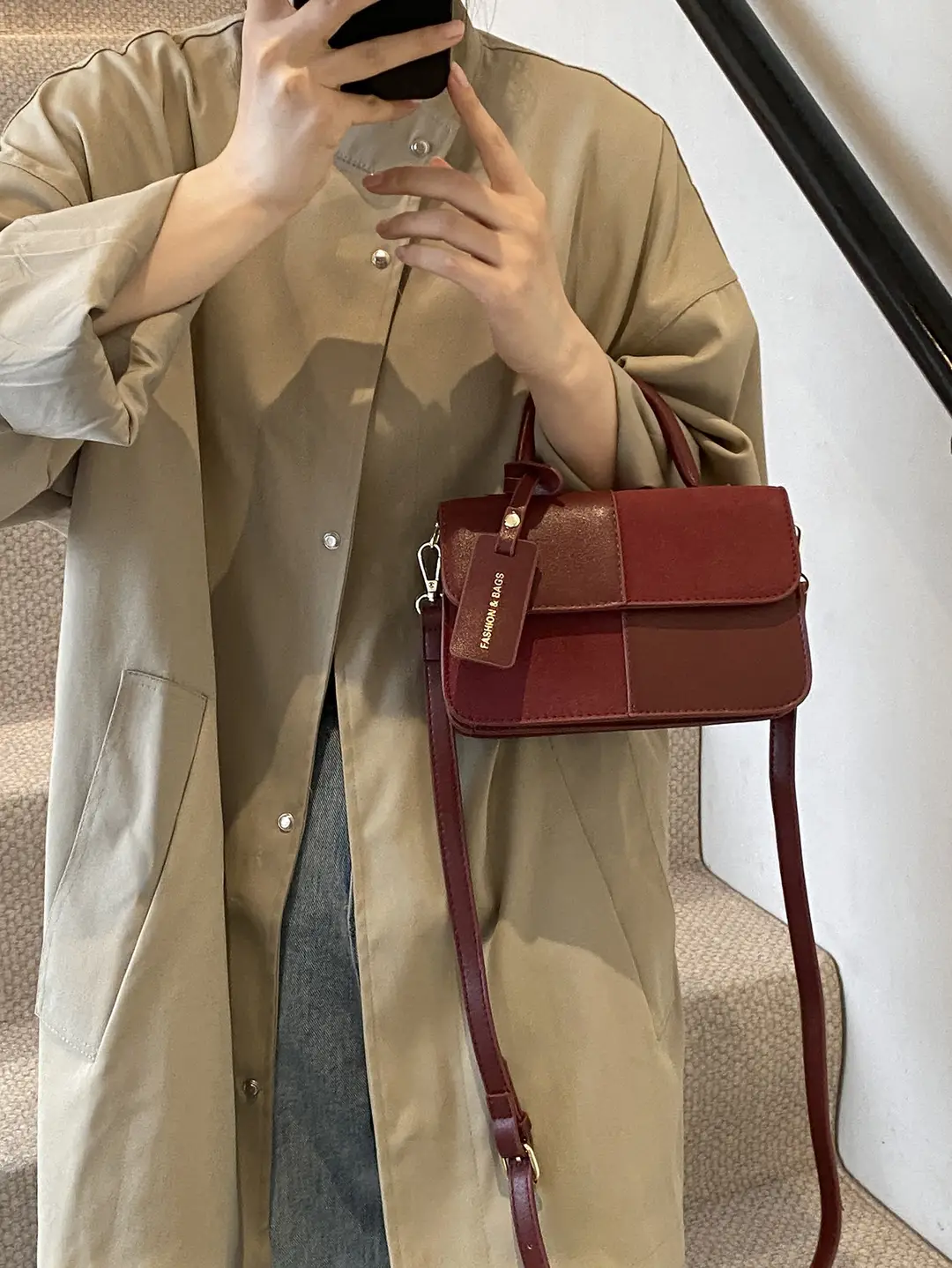 Women Vintage Shoulder Crossbody Bag Maroon 2024