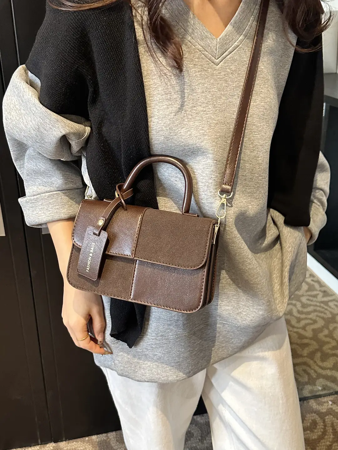 Women Vintage Shoulder Crossbody Bag Maroon 2024