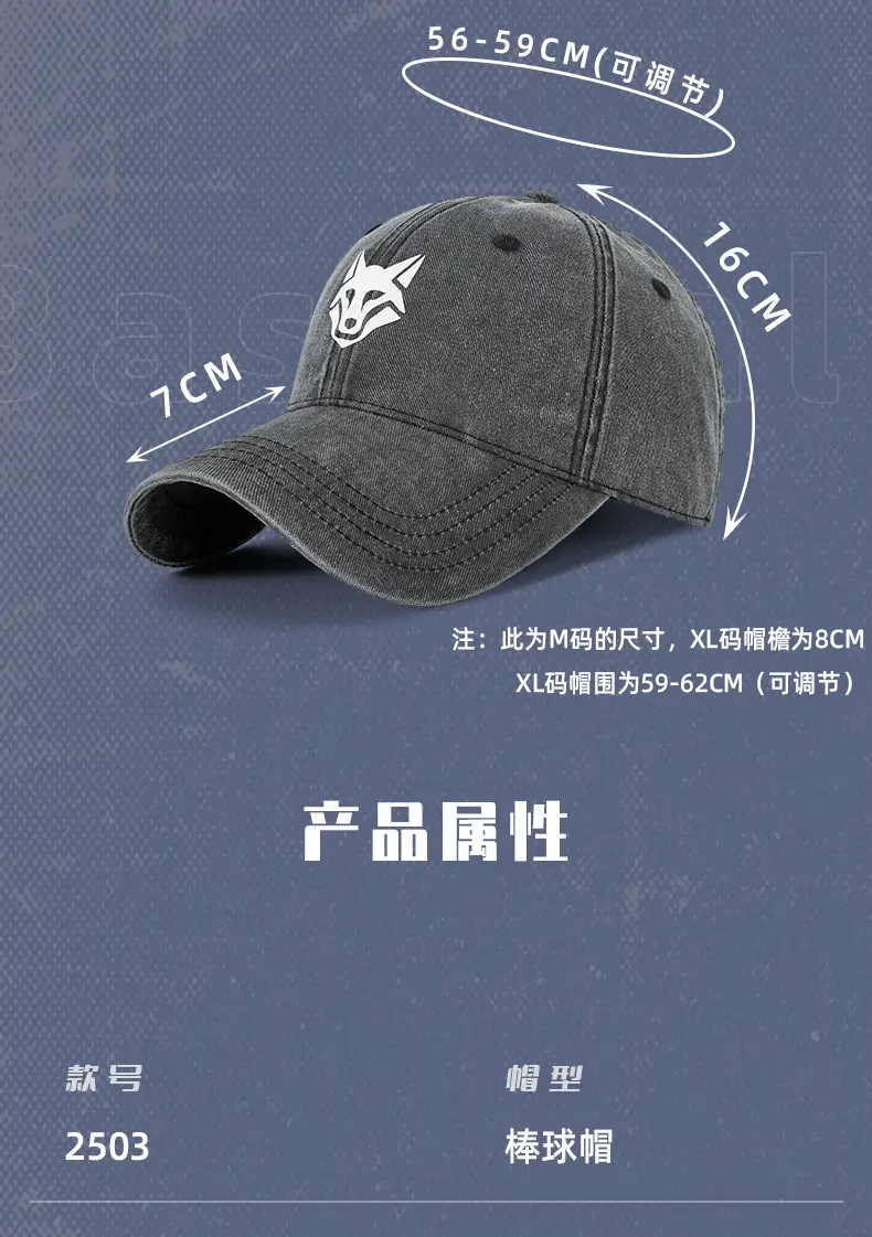 Light Blue Wolf Embroidered Baseball Cap for Women — feature 29