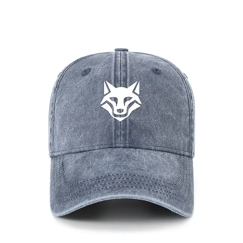 Light Blue Wolf Embroidered Baseball Cap for Women - Image 2