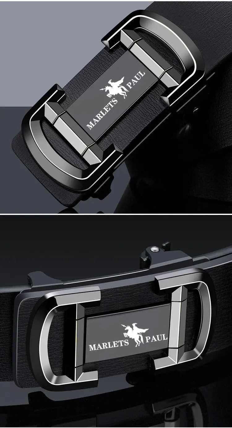 Men's Black Leather Belt with Gold Buckle — feature 12