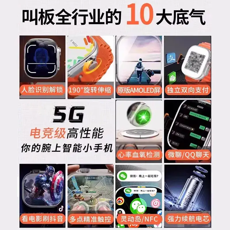 Huaqiang Smart Watch with 10 Colors Screen & Orange Band - Image 4