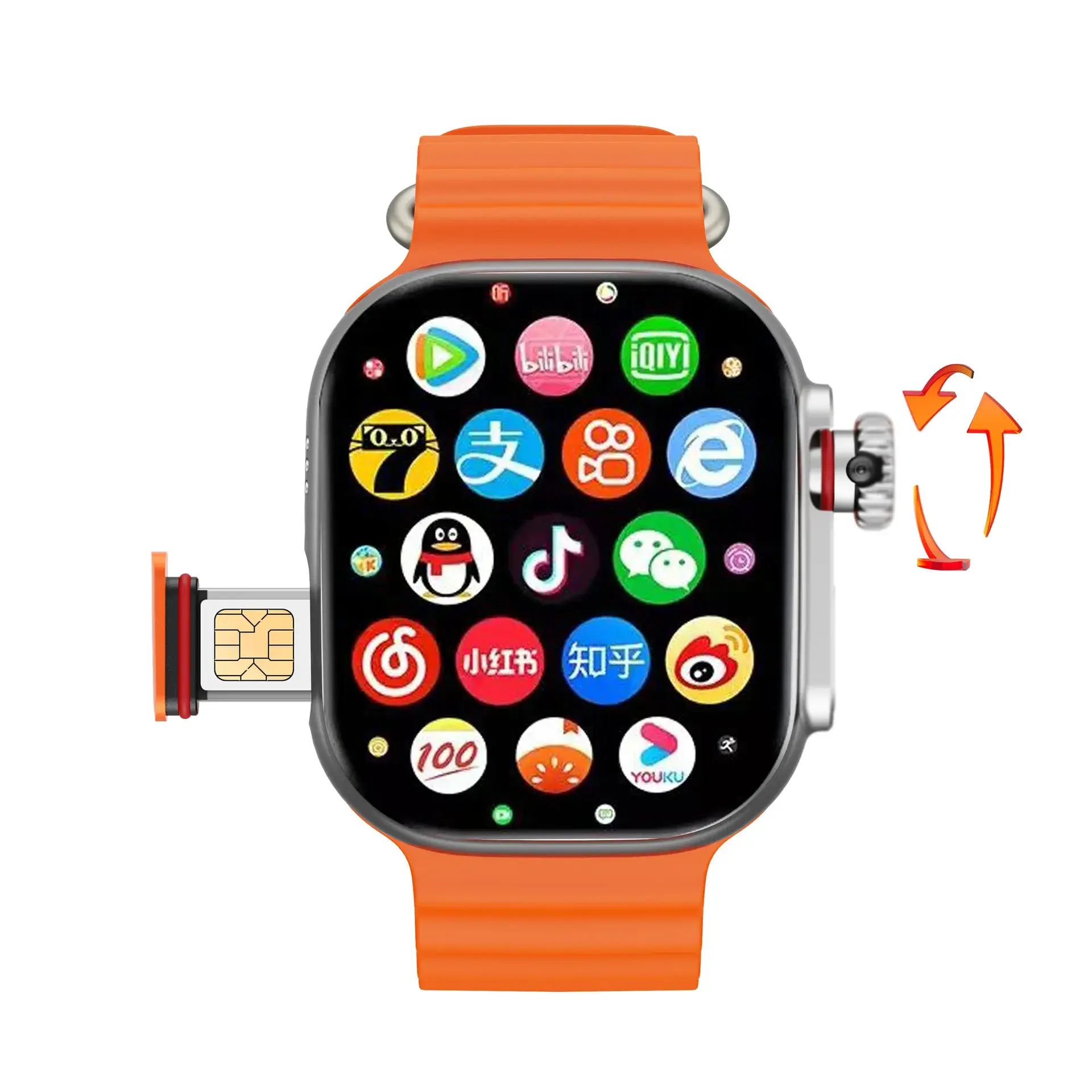 Huaqiang Smart Watch with 10 Colors Screen & Orange Band - Image 7