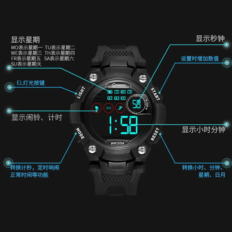 Explosive Digital Watch for Men Waterproof Sports Wear - Image 16