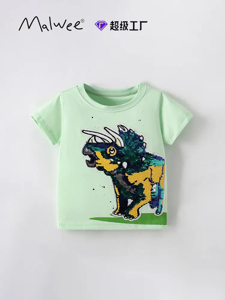 MLawee Boys Green Dragon Graphic T-Shirt Summer Casual