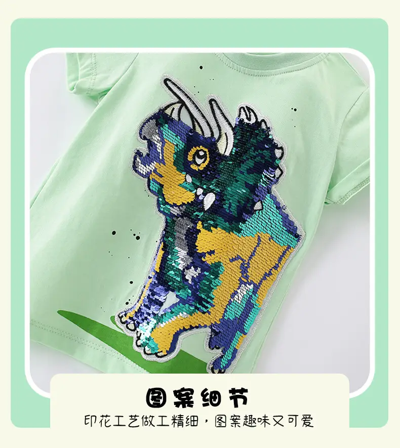 MLawee Boys Green Dragon Graphic T-Shirt Summer Casual — feature 8