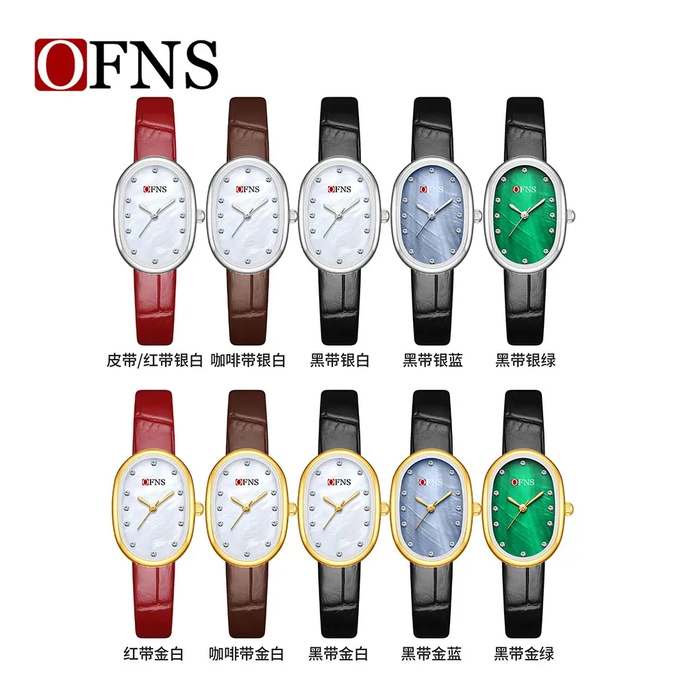 Women's Quartz Watch with Leather Strap & Diamond Dial