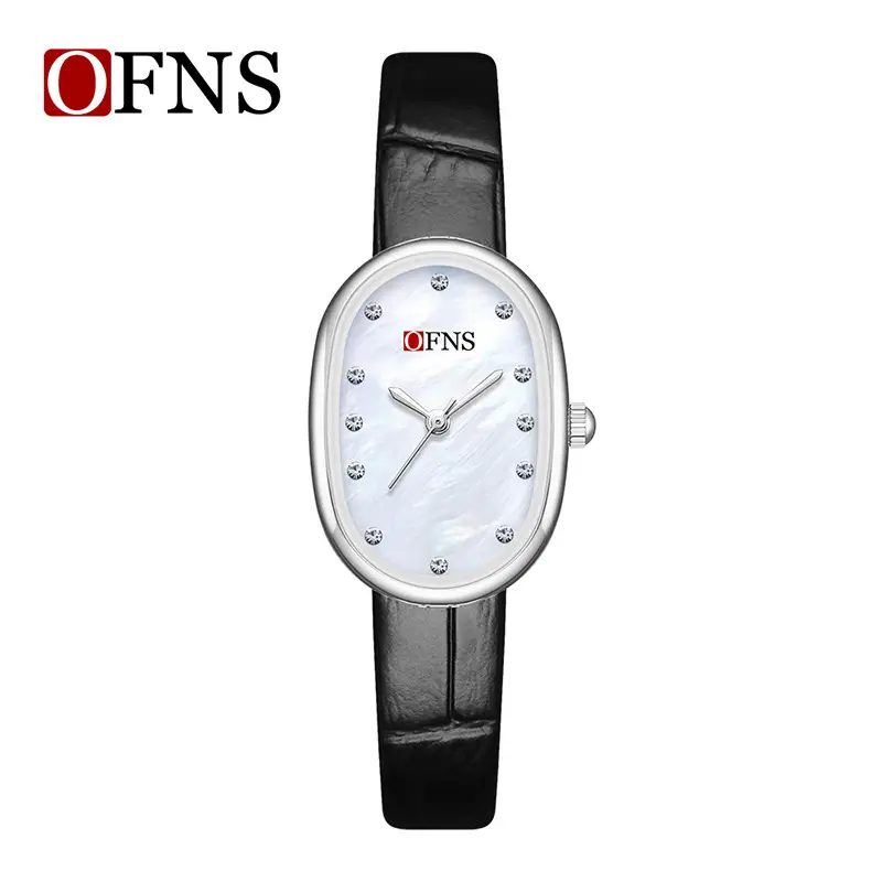 Women's Quartz Watch with Leather Strap & Diamond Dial