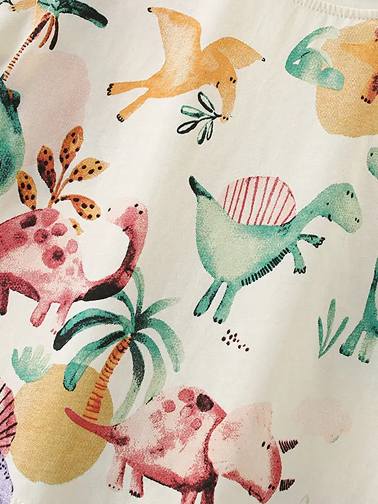 Malwee Boys Printed Dinosaur T-Shirt Summer Casual Round Neck - Image 4
