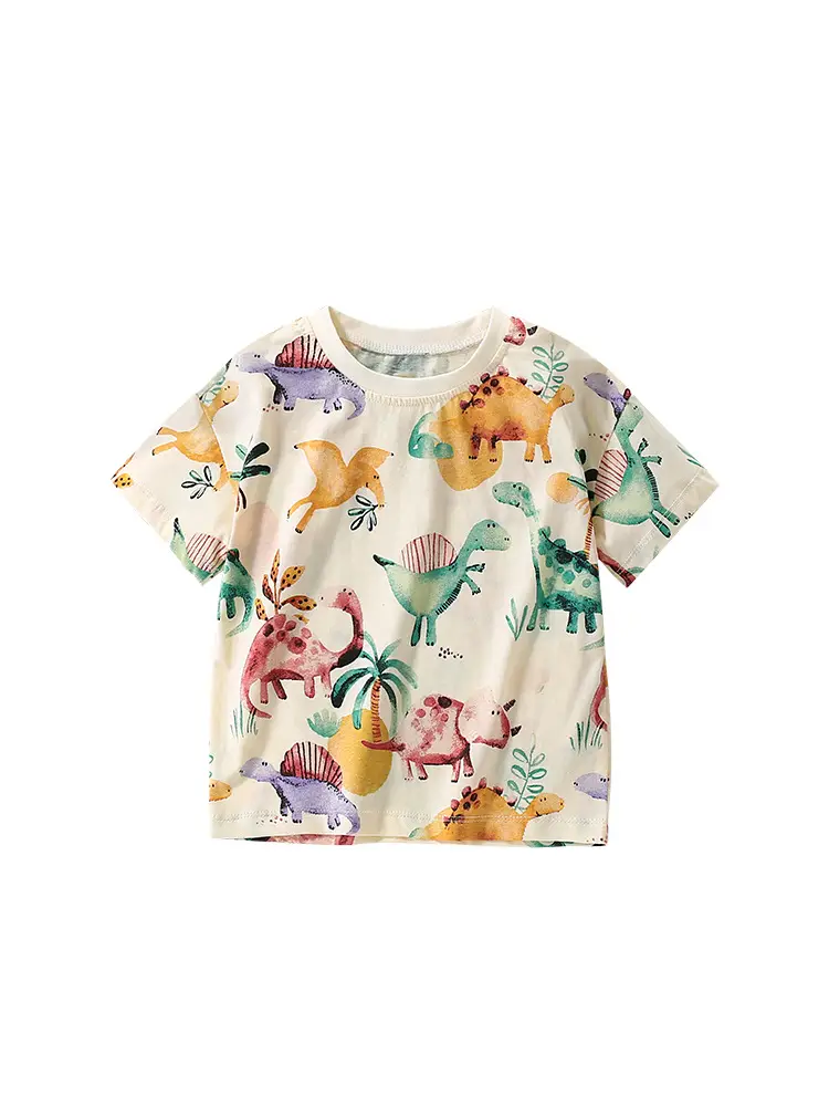 Malwee Boys Printed Dinosaur T-Shirt Summer Casual Round Neck - Image 6