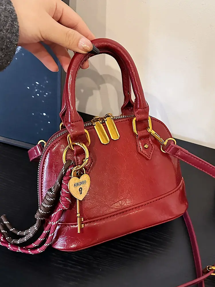 Women's 2024 Brown Leather Shoulder Crossbody Bag with Gold Hardware - Image 9