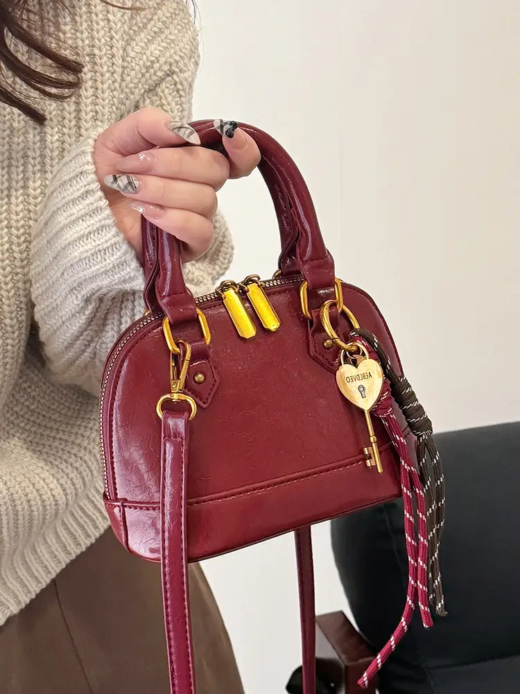 Women's 2024 Brown Leather Shoulder Crossbody Bag with Gold Hardware - Image 12