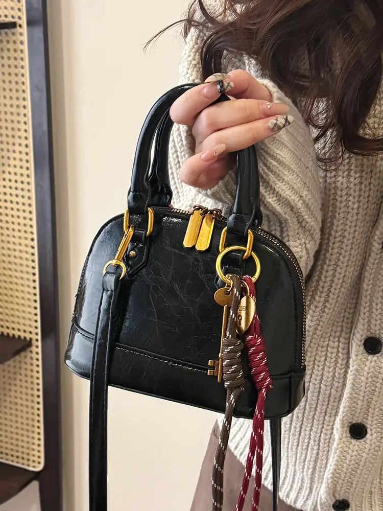 Women's 2024 Brown Leather Shoulder Crossbody Bag with Gold Hardware - Image 13
