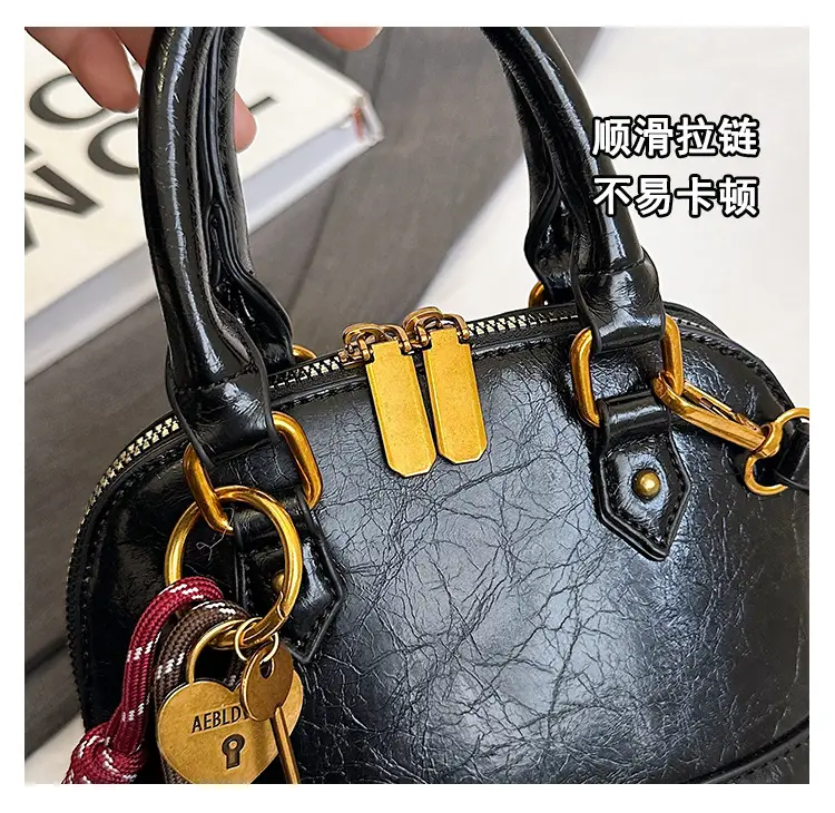 Women's 2024 Brown Leather Shoulder Crossbody Bag with Gold Hardware — feature 11