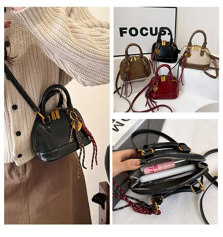 Women's 2024 Brown Leather Shoulder Crossbody Bag with Gold Hardware — feature 17