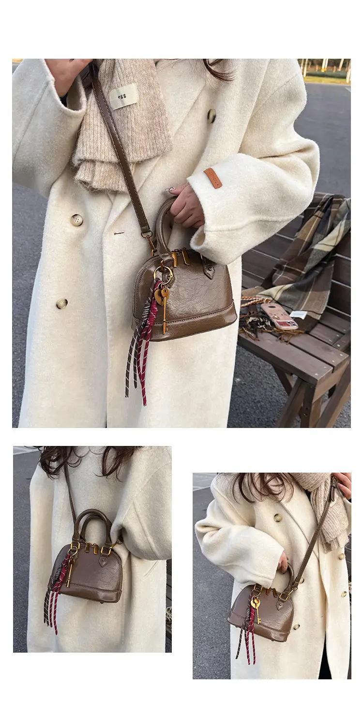 Women's 2024 Brown Leather Shoulder Crossbody Bag with Gold Hardware — feature 18