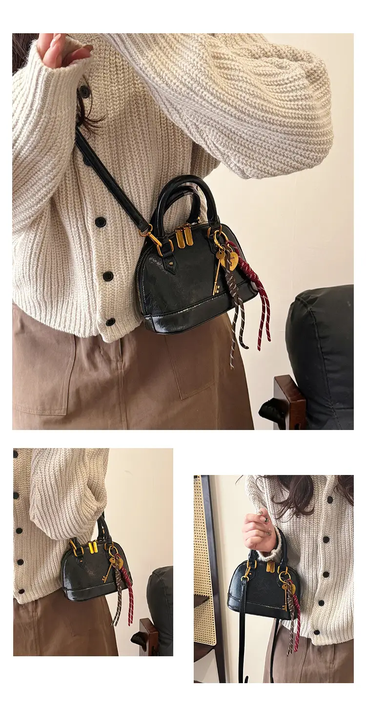 Women's 2024 Brown Leather Shoulder Crossbody Bag with Gold Hardware — feature 21