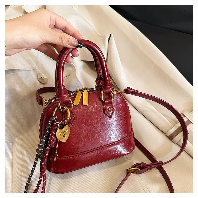 Women's 2024 Brown Leather Shoulder Crossbody Bag with Gold Hardware — feature 23