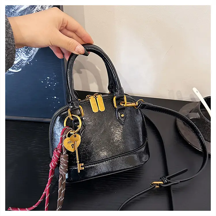 Women's 2024 Brown Leather Shoulder Crossbody Bag with Gold Hardware — feature 26
