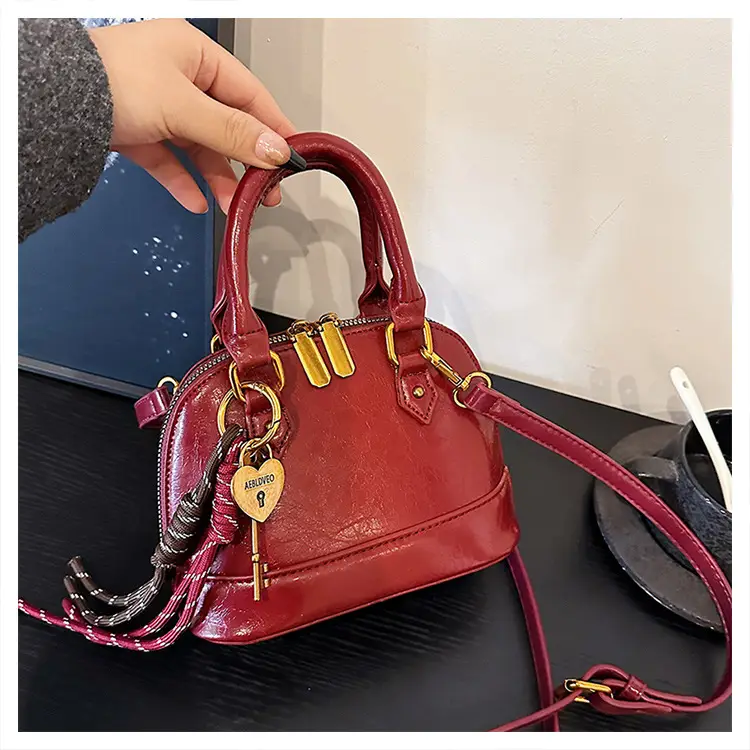 Women's 2024 Brown Leather Shoulder Crossbody Bag with Gold Hardware — feature 27