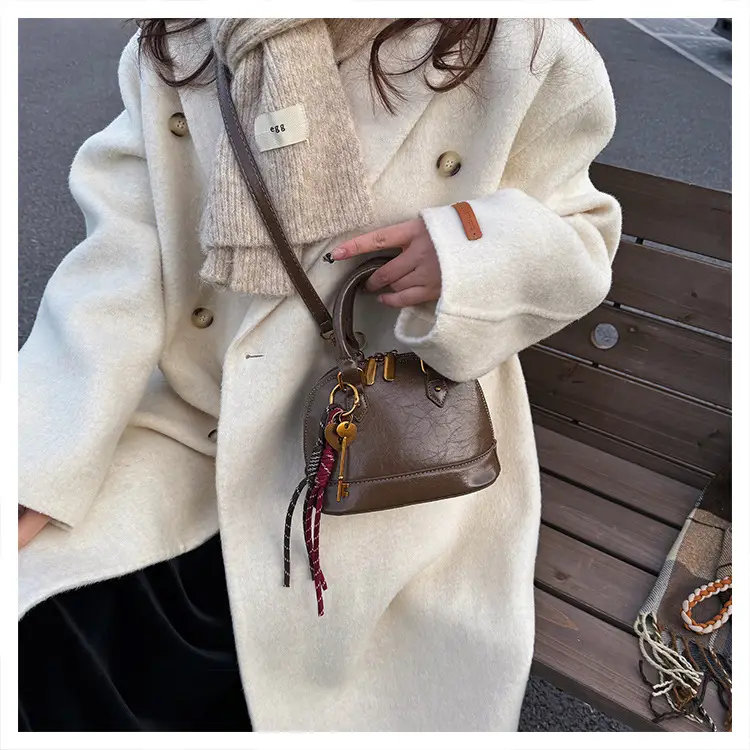 Women's 2024 Brown Leather Shoulder Crossbody Bag with Gold Hardware — feature 30