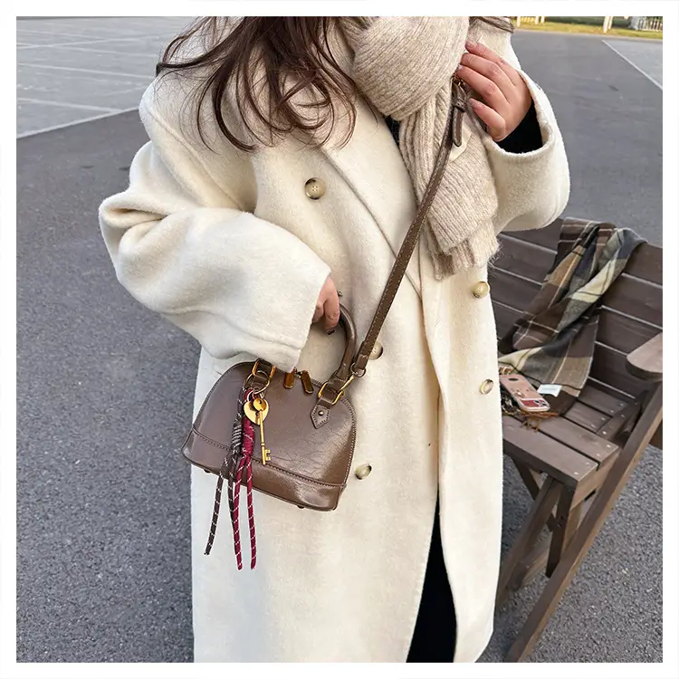 Women's 2024 Brown Leather Shoulder Crossbody Bag with Gold Hardware — feature 31