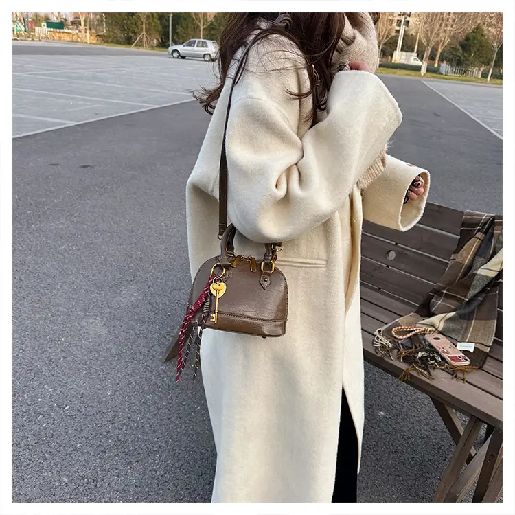 Women's 2024 Brown Leather Shoulder Crossbody Bag with Gold Hardware — feature 32