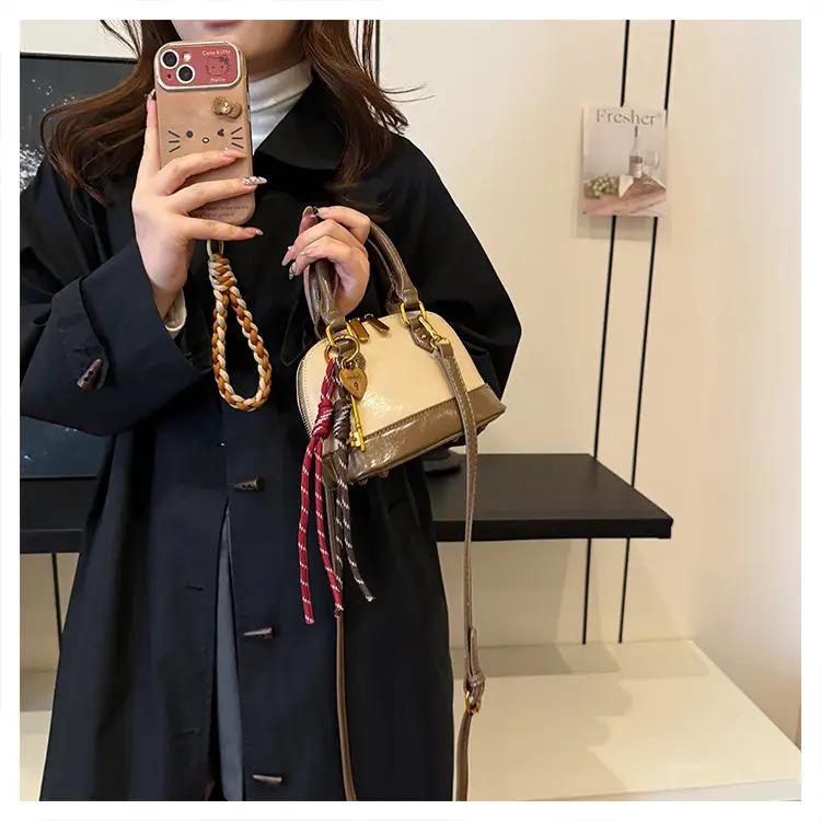 Women's 2024 Brown Leather Shoulder Crossbody Bag with Gold Hardware — feature 35