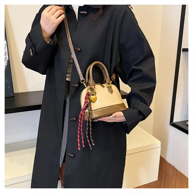 Women's 2024 Brown Leather Shoulder Crossbody Bag with Gold Hardware — feature 37