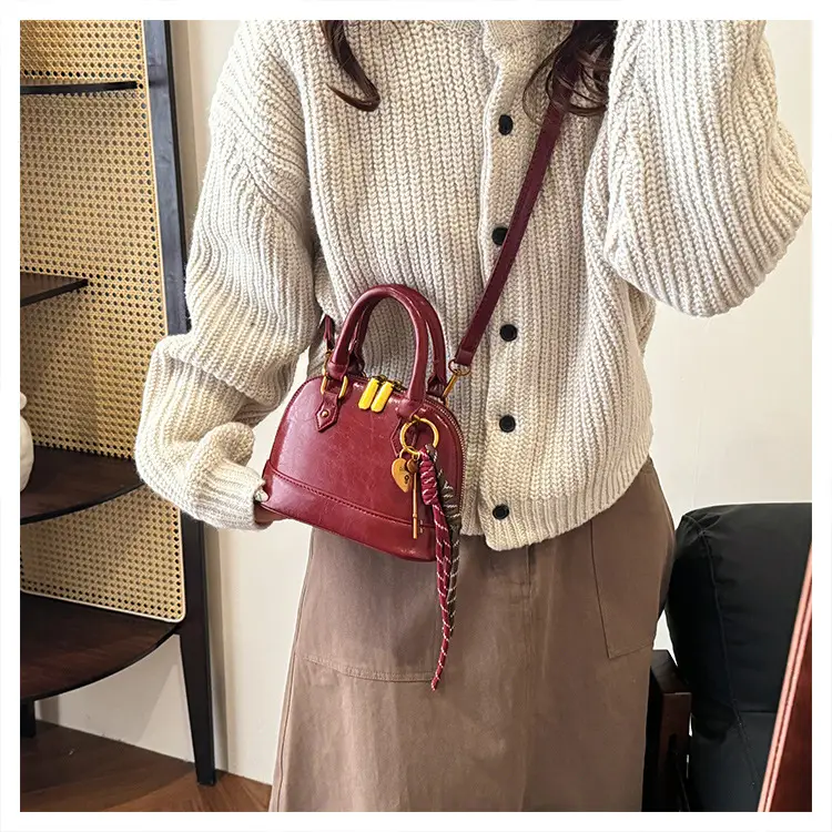 Women's 2024 Brown Leather Shoulder Crossbody Bag with Gold Hardware — feature 41