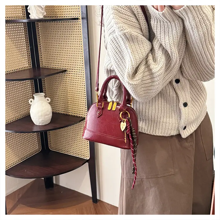 Women's 2024 Brown Leather Shoulder Crossbody Bag with Gold Hardware — feature 42