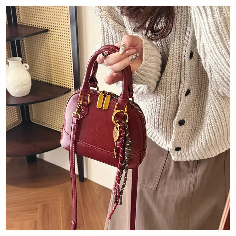Women's 2024 Brown Leather Shoulder Crossbody Bag with Gold Hardware — feature 43