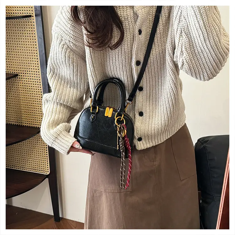 Women's 2024 Brown Leather Shoulder Crossbody Bag with Gold Hardware — feature 44