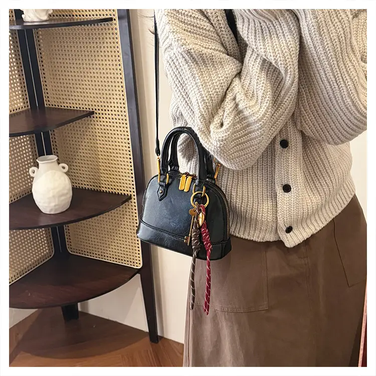 Women's 2024 Brown Leather Shoulder Crossbody Bag with Gold Hardware — feature 46