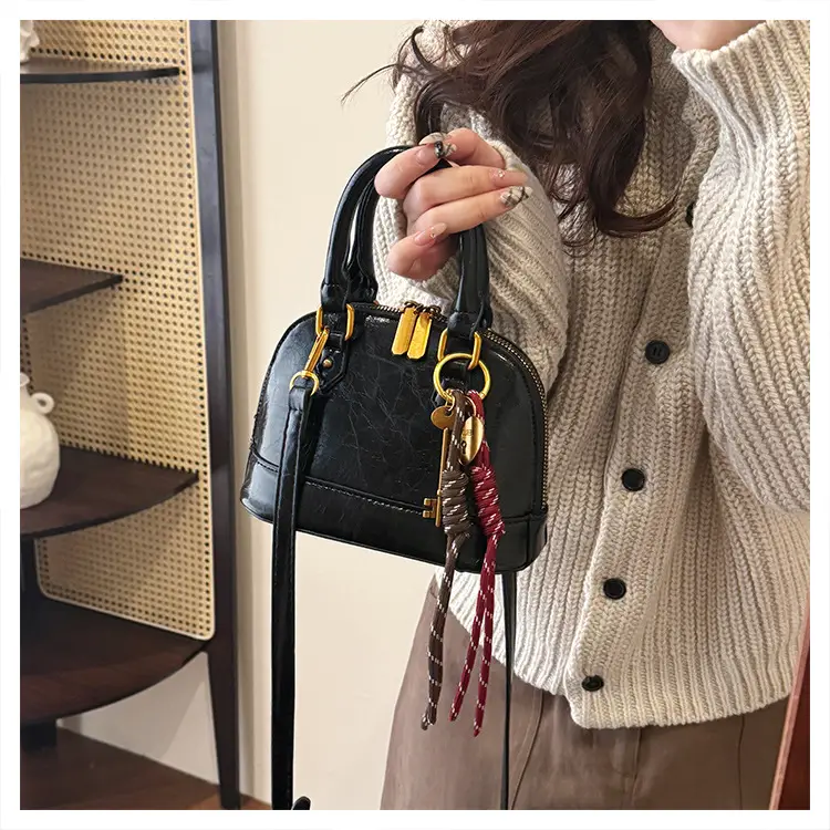 Women's 2024 Brown Leather Shoulder Crossbody Bag with Gold Hardware — feature 47