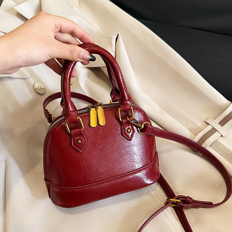 Women's 2024 Brown Leather Shoulder Crossbody Bag with Gold Hardware - Image 2