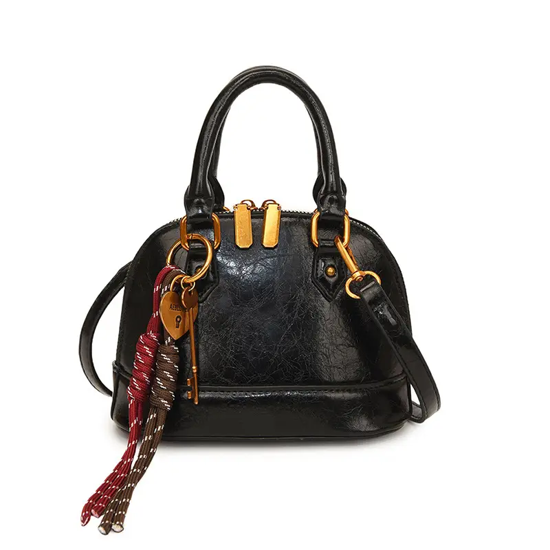 Women's 2024 Brown Leather Shoulder Crossbody Bag with Gold Hardware - Image 5