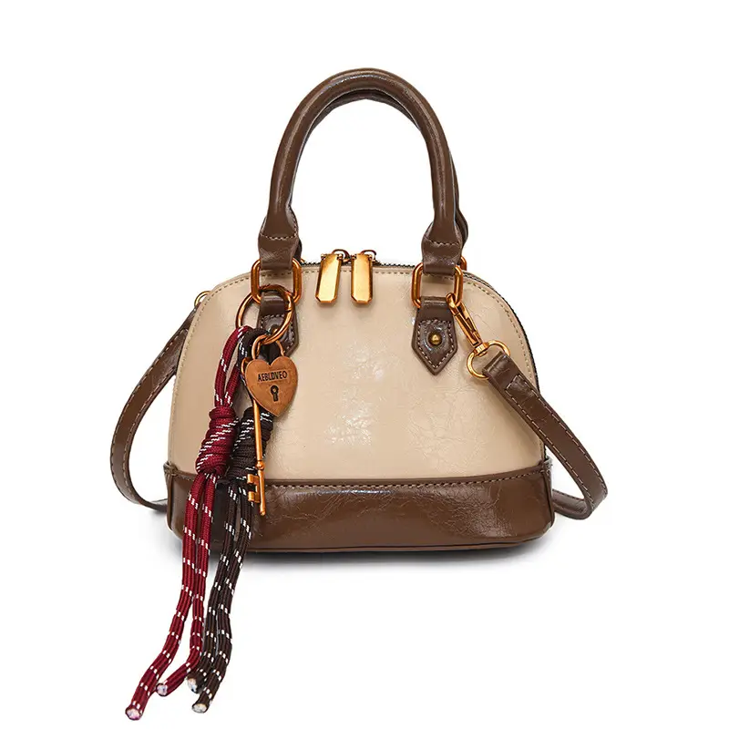 Women's 2024 Brown Leather Shoulder Crossbody Bag with Gold Hardware - Image 7