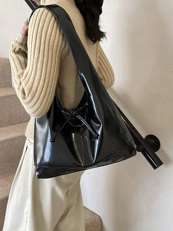 Women's 2024 Winter Leather Shoulder Bag Brown Large Capacity - Image 8