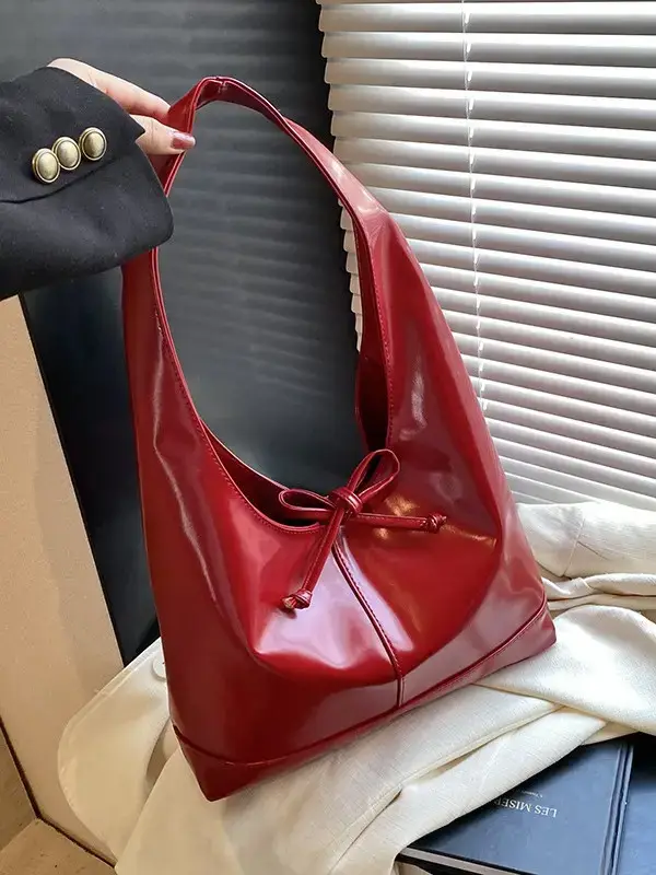 Women's 2024 Winter Leather Shoulder Bag Brown Large Capacity - Image 9