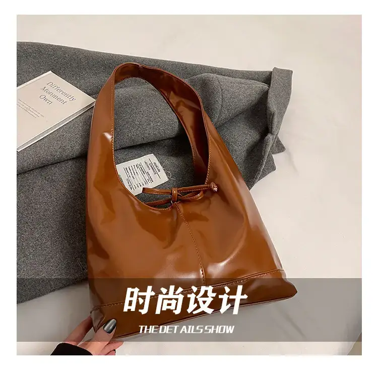 Women's 2024 Winter Leather Shoulder Bag Brown Large Capacity — feature 3
