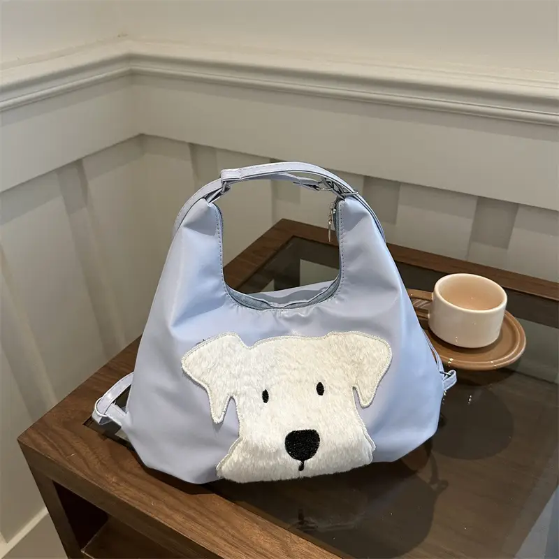 Women's Black Dog Face Shoulder Tote Bag Large Capacity - Image 5