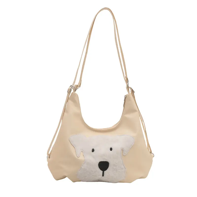Women's Black Dog Face Shoulder Tote Bag Large Capacity - Image 9