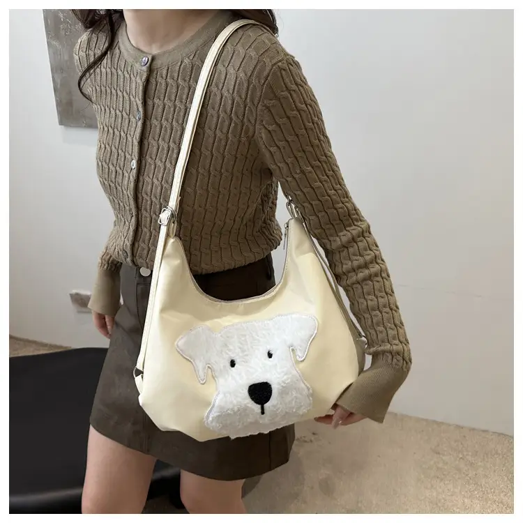 Women's Black Dog Face Shoulder Tote Bag Large Capacity — feature 10
