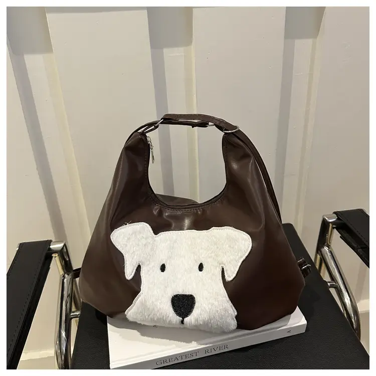 Women's Black Dog Face Shoulder Tote Bag Large Capacity — feature 19
